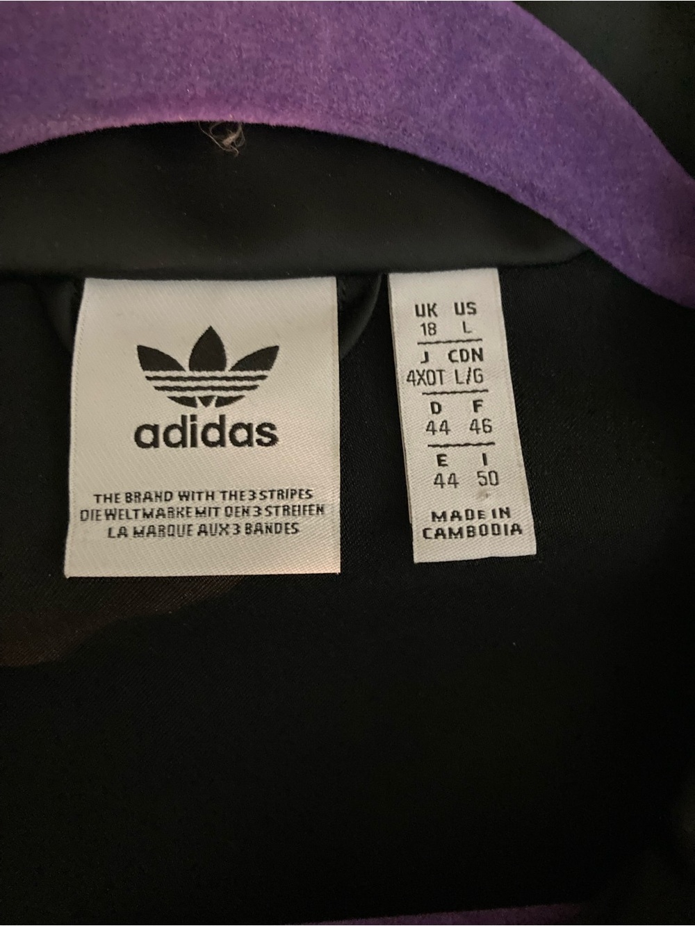 adidas Black Bomber Jacket with White Stripes - Picture 3 of 5